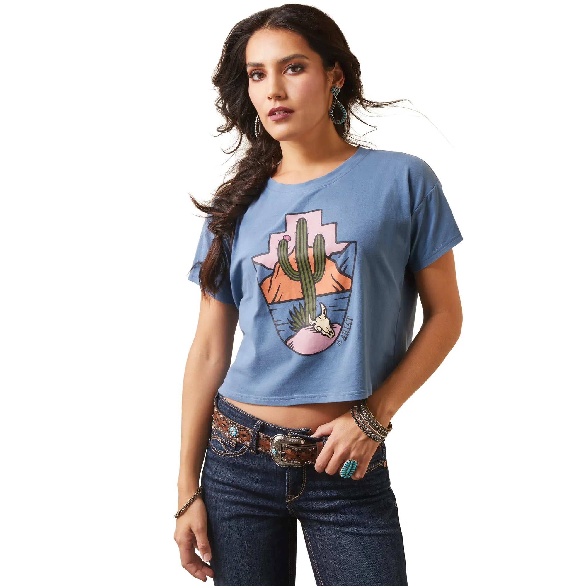 Ariat Ladies Desert Daze Copen Blue Western T-Shirt 10043658