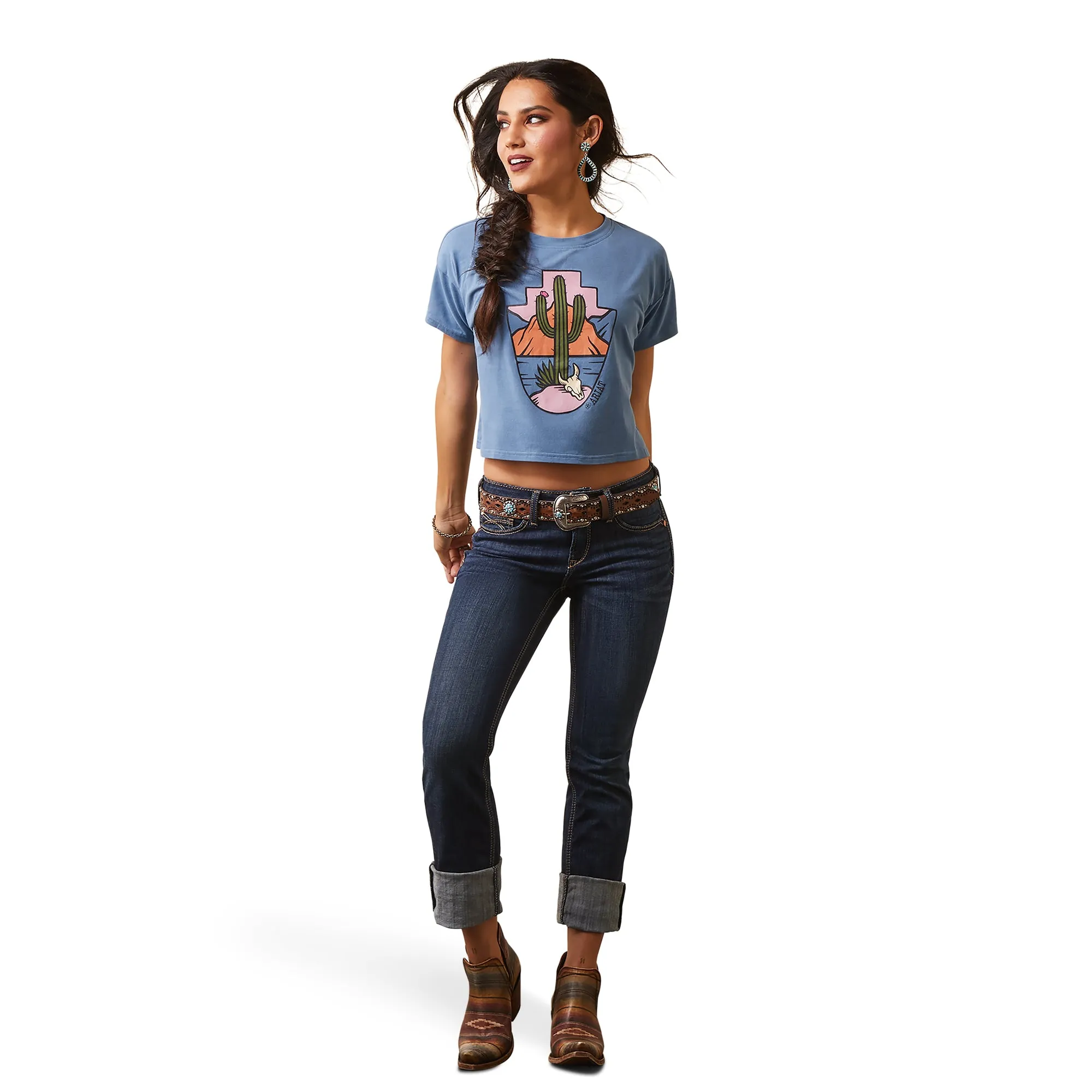 Ariat Ladies Desert Daze Copen Blue Western T-Shirt 10043658