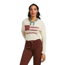Ariat Ladies Lucky Stripes Long Sleeve White Sand Tshirt 10037898