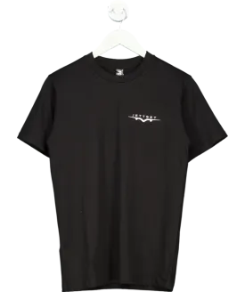 Ascolour Jettsett Black Embroidered Logo T-shirt UK S