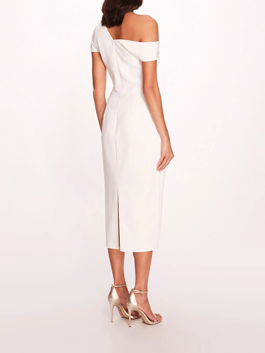 Asymmetrical Crepe Midi Dress