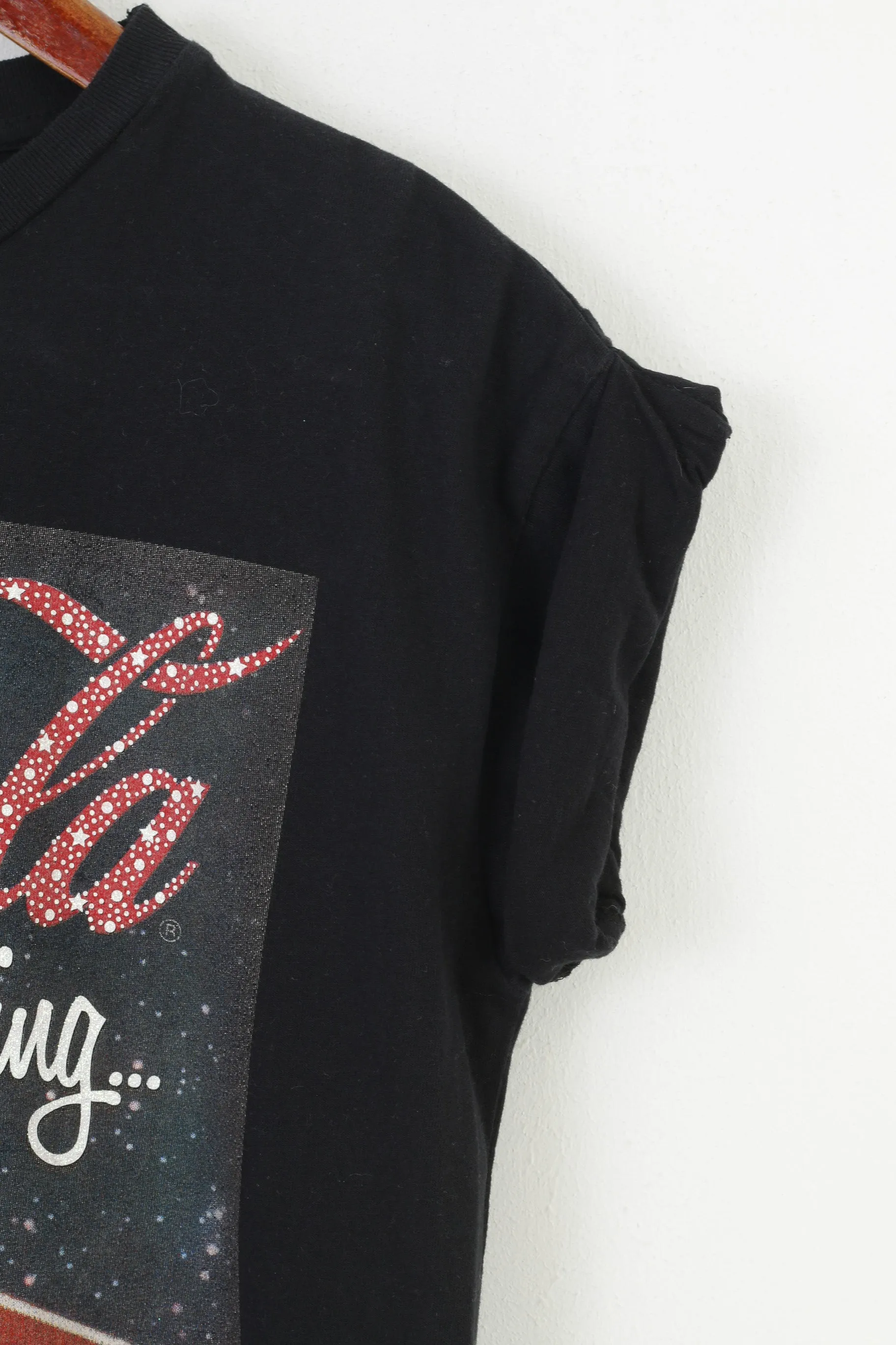 Atmosphere Women 8 S Shirt Black Cotton Crew Neck Coca Cola Holidays Vintage Top