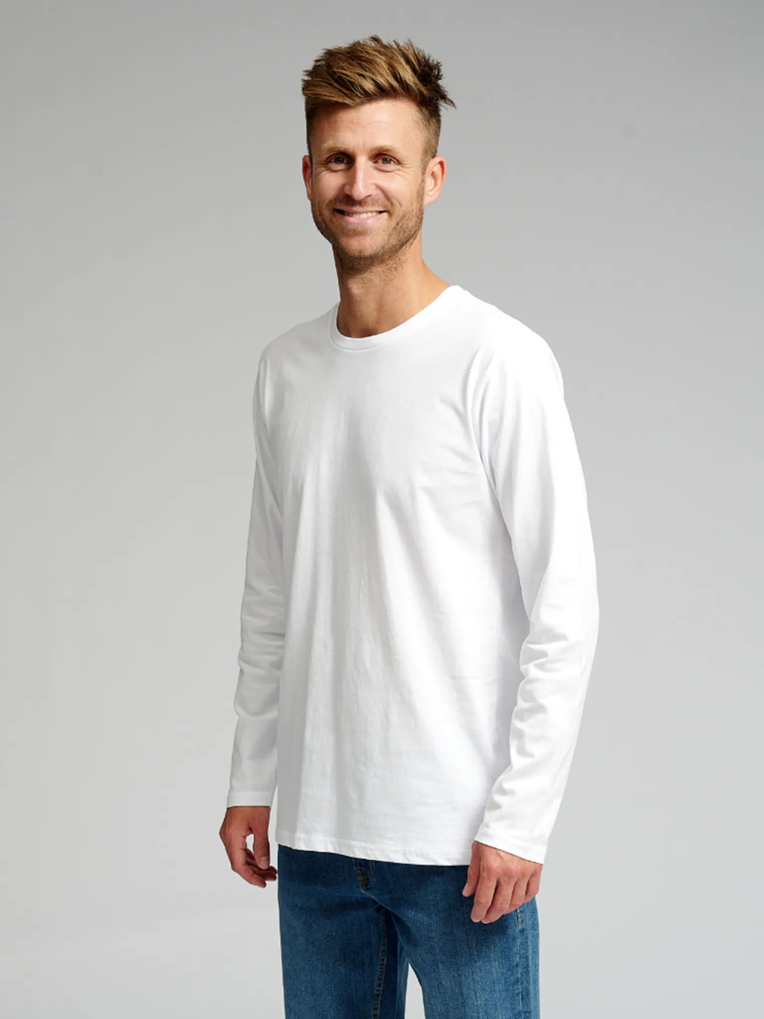 Basic Langærmet T-shirt - Hvid