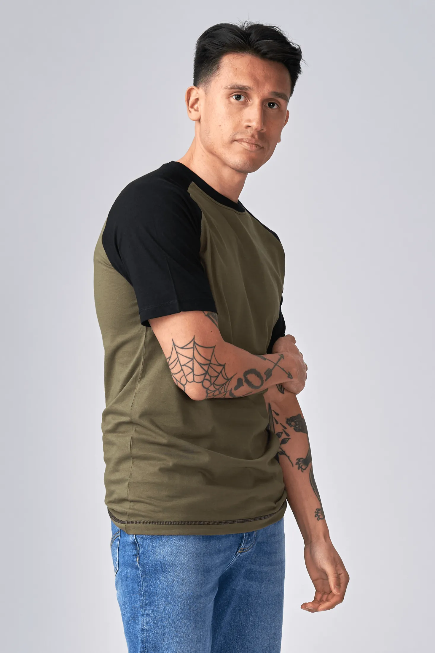 Basic raglan T-shirt - Sort-Army