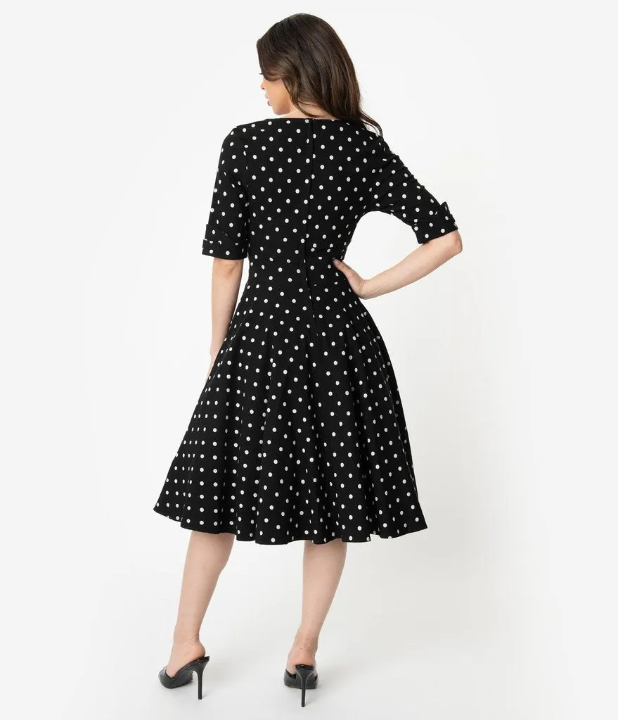 Black and White Dot Delores Swing Dress