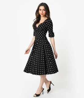 Black and White Dot Delores Swing Dress