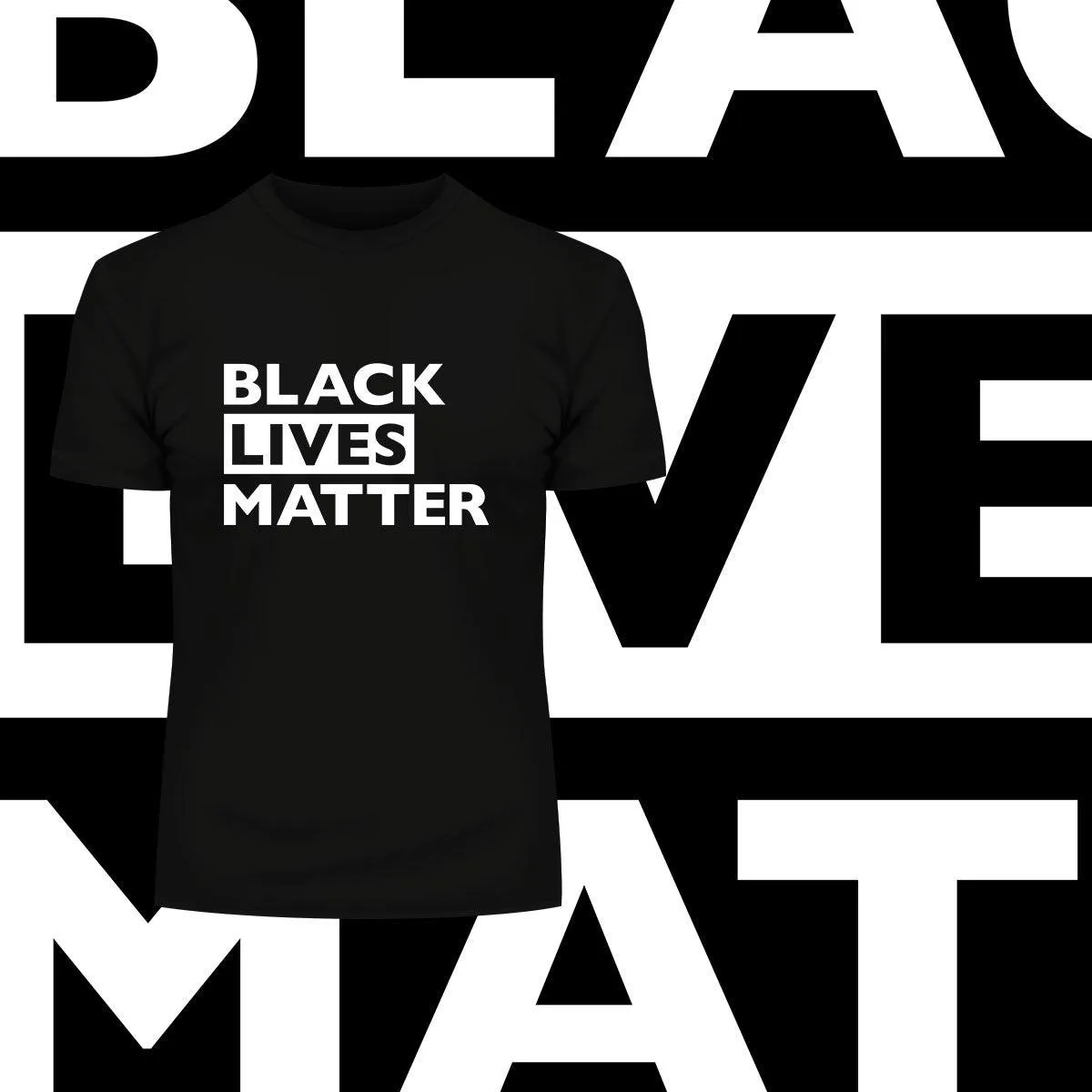 Black Lives Matter Typographygraphy Black, White & Grey T-Shirt