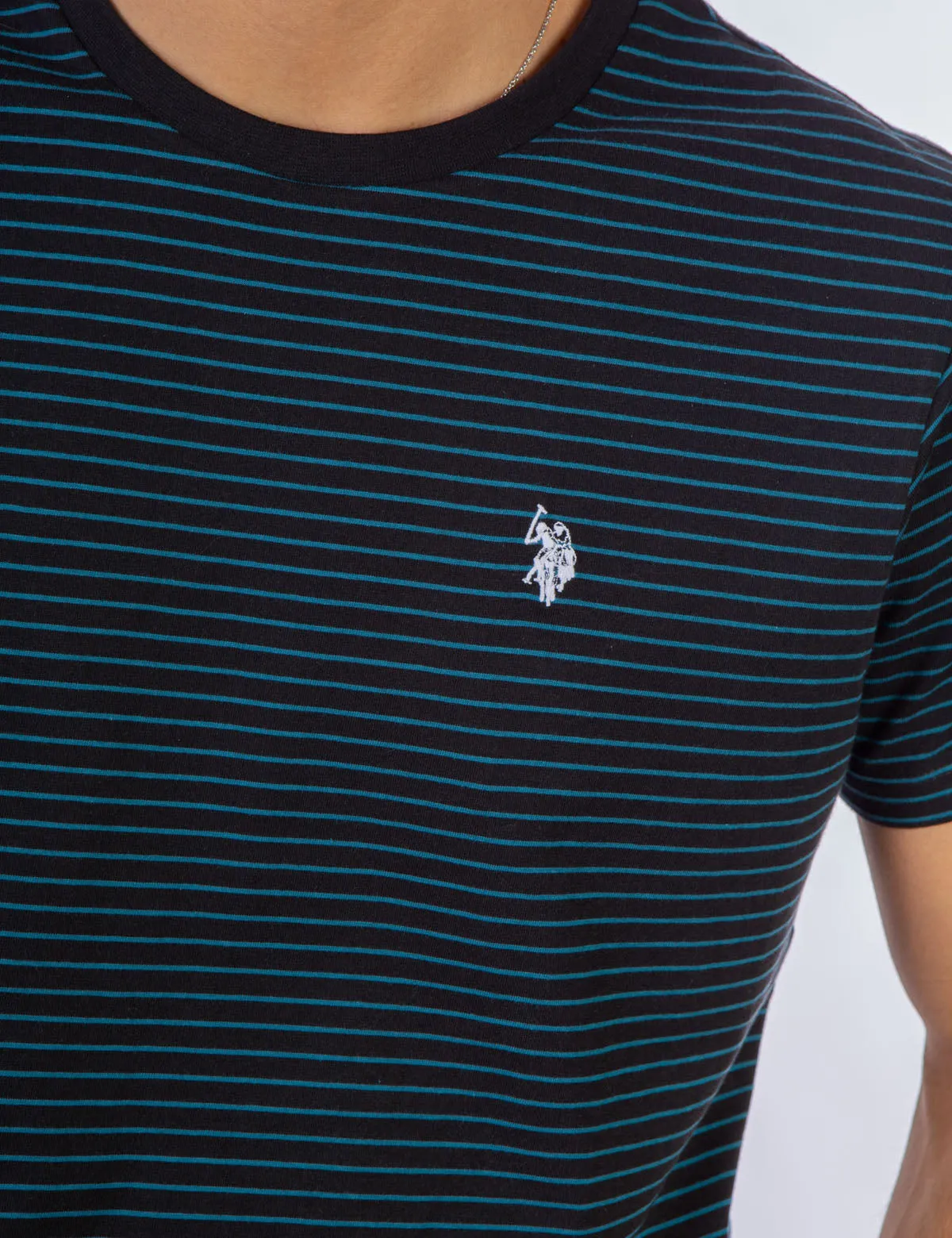 BLACK MALLET STRIPE CREW NECK T-SHIRT