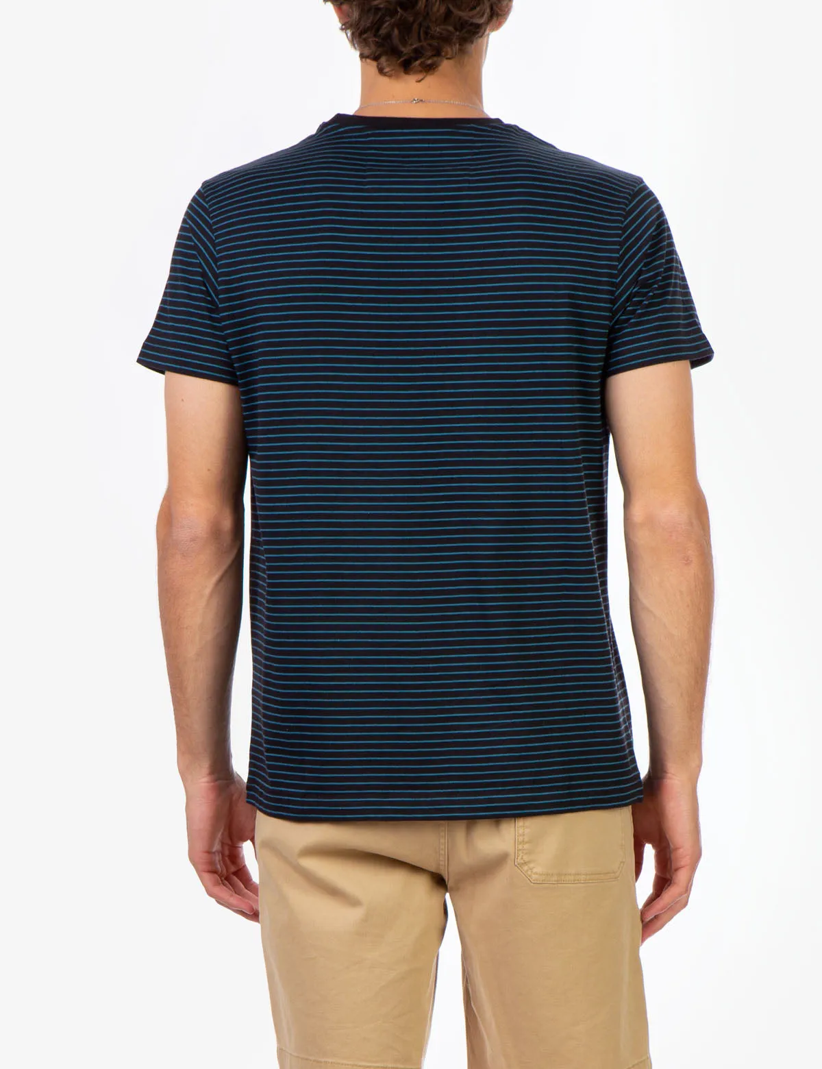BLACK MALLET STRIPE CREW NECK T-SHIRT