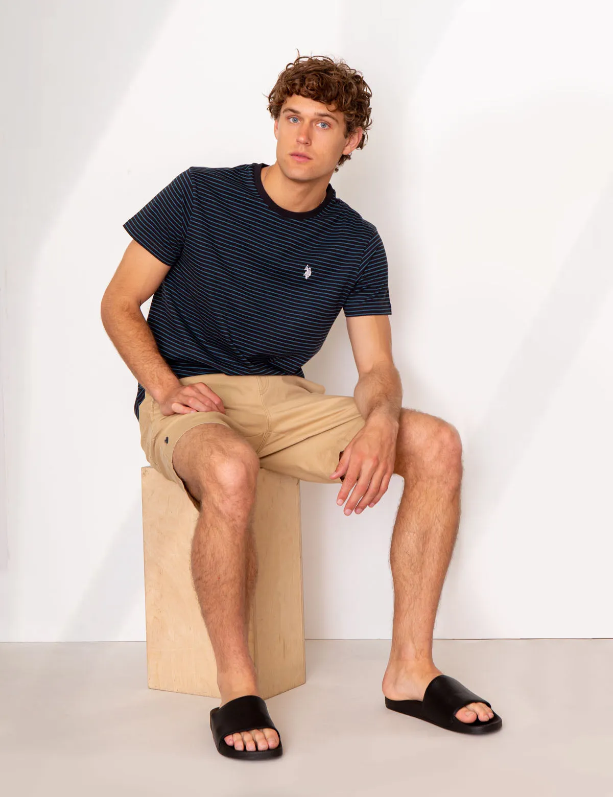 BLACK MALLET STRIPE CREW NECK T-SHIRT