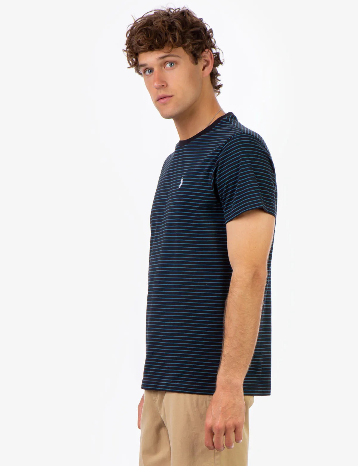 BLACK MALLET STRIPE CREW NECK T-SHIRT