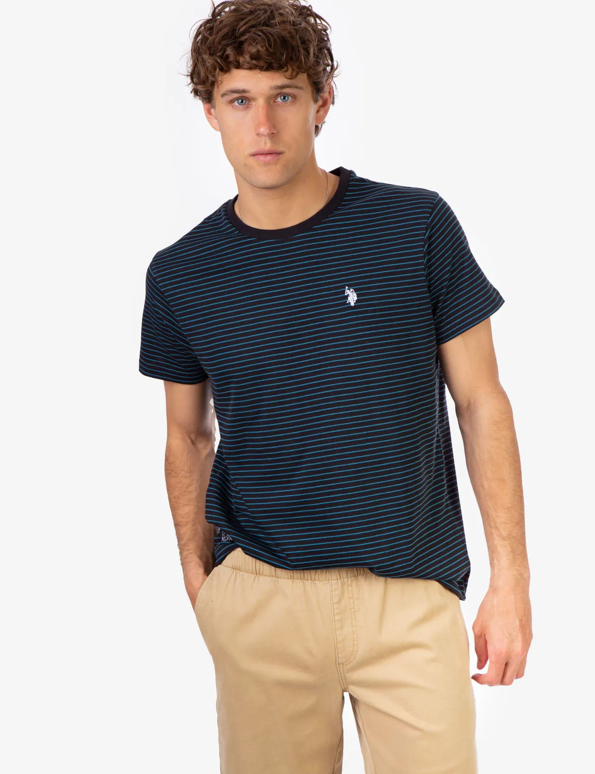 BLACK MALLET STRIPE CREW NECK T-SHIRT