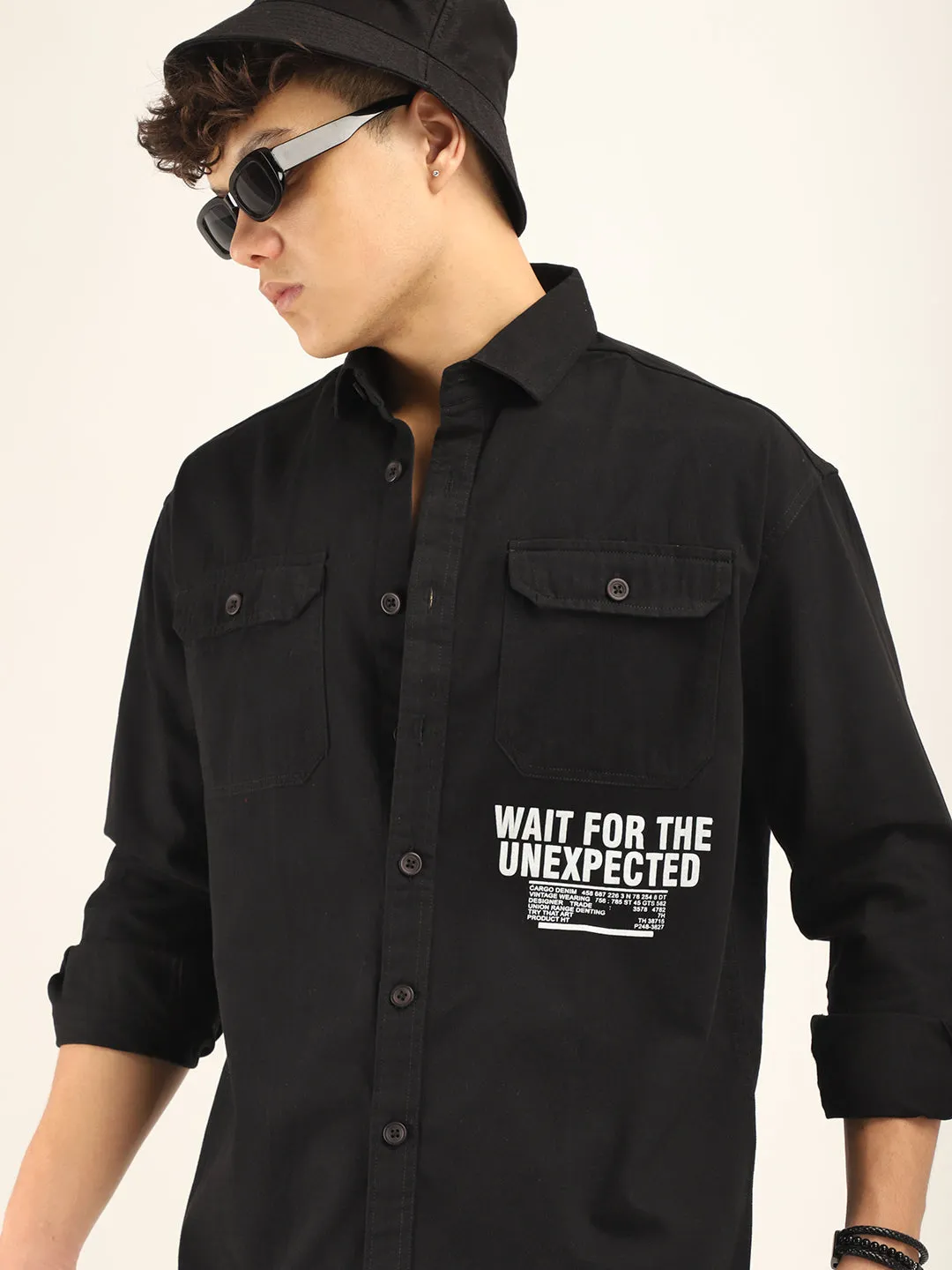 Black Twill Solid Plain Shirt