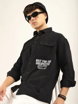 Black Twill Solid Plain Shirt