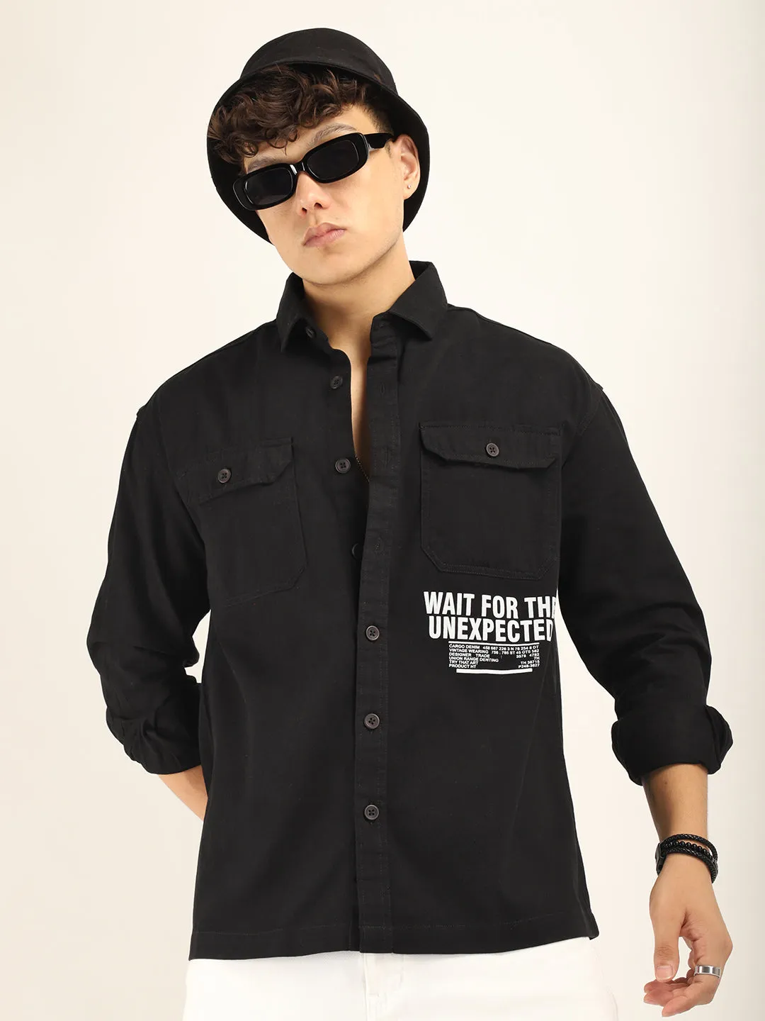 Black Twill Solid Plain Shirt