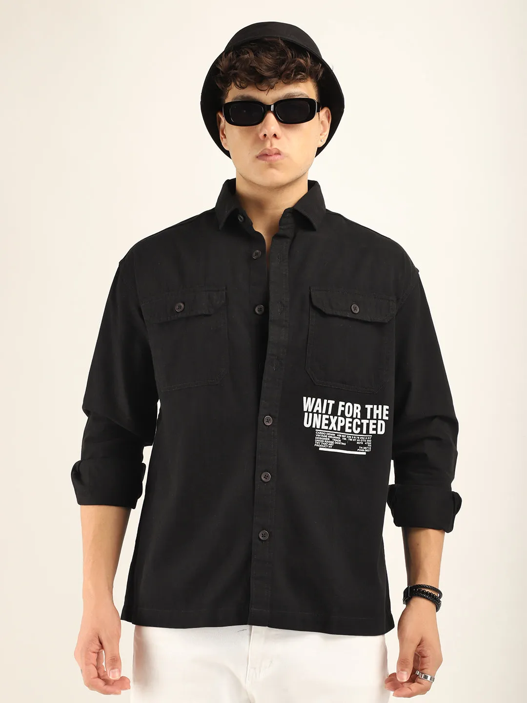 Black Twill Solid Plain Shirt