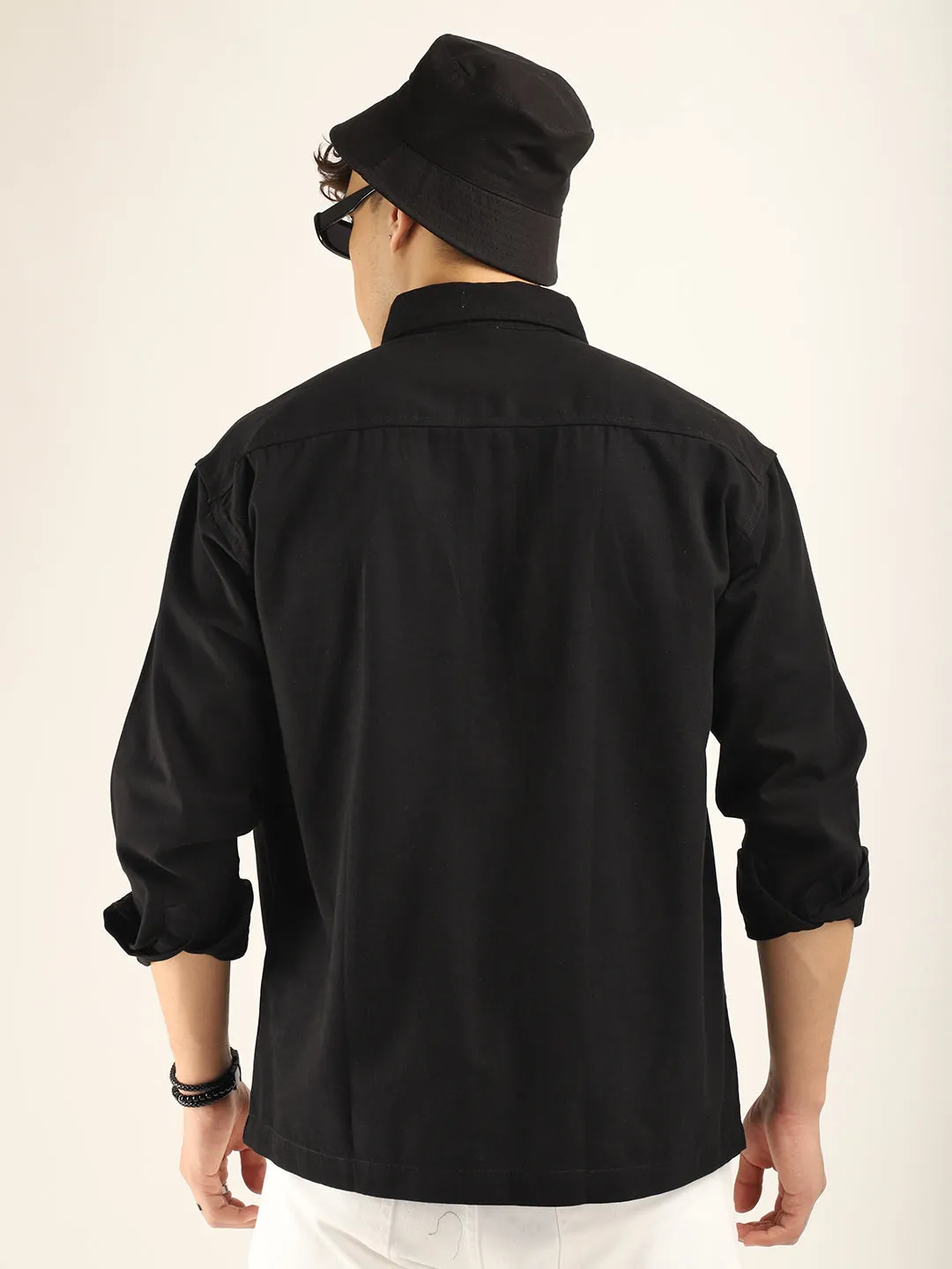 Black Twill Solid Plain Shirt