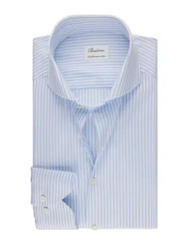 Blue Striped Twill Shirt | Fitted Body