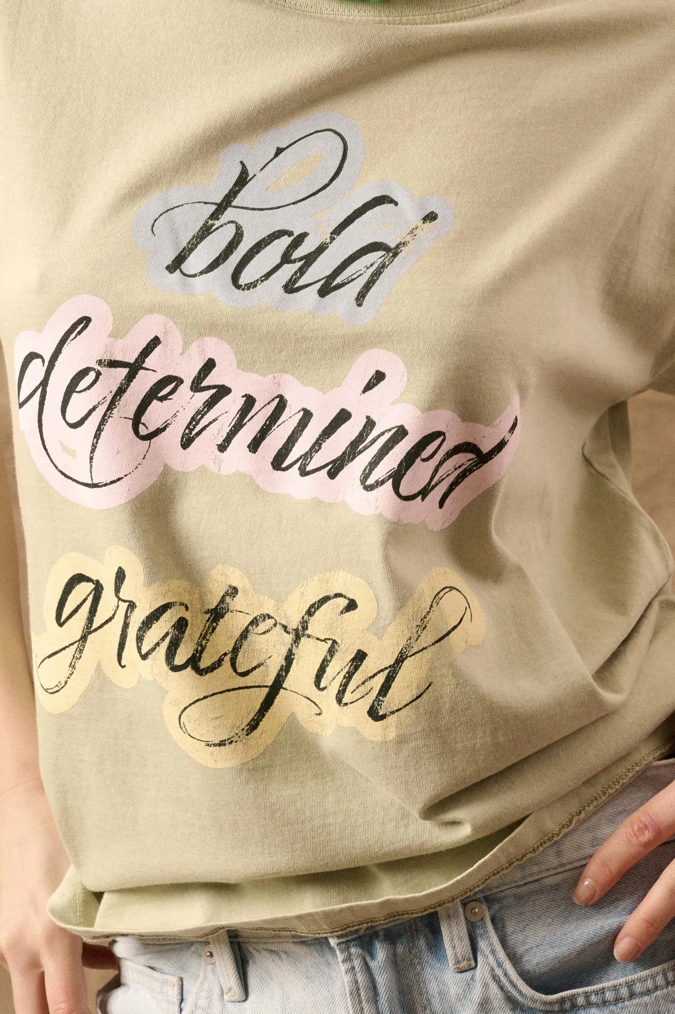 Bold Determined Grateful Vintage-Wash Graphic Tee