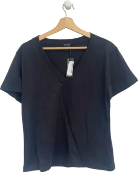 Boohoo Black Basic Cotton Deep V Neck T-shirt UK 10