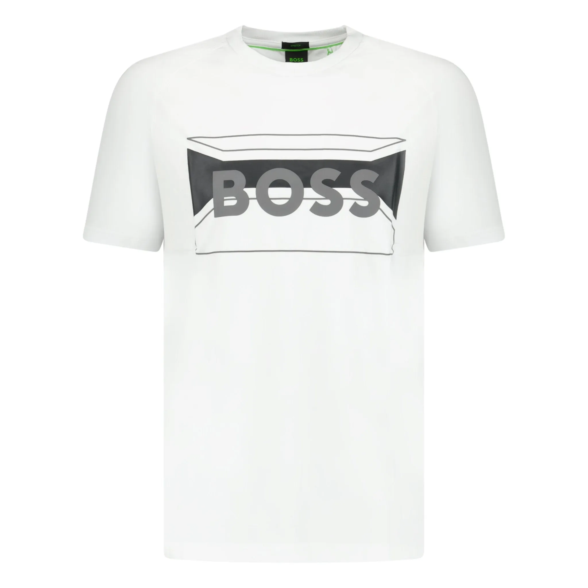 BOSS COTTON-BLEND REGULAR-FIT T-SHIRT WITH LOGO ARTWORK WHITE