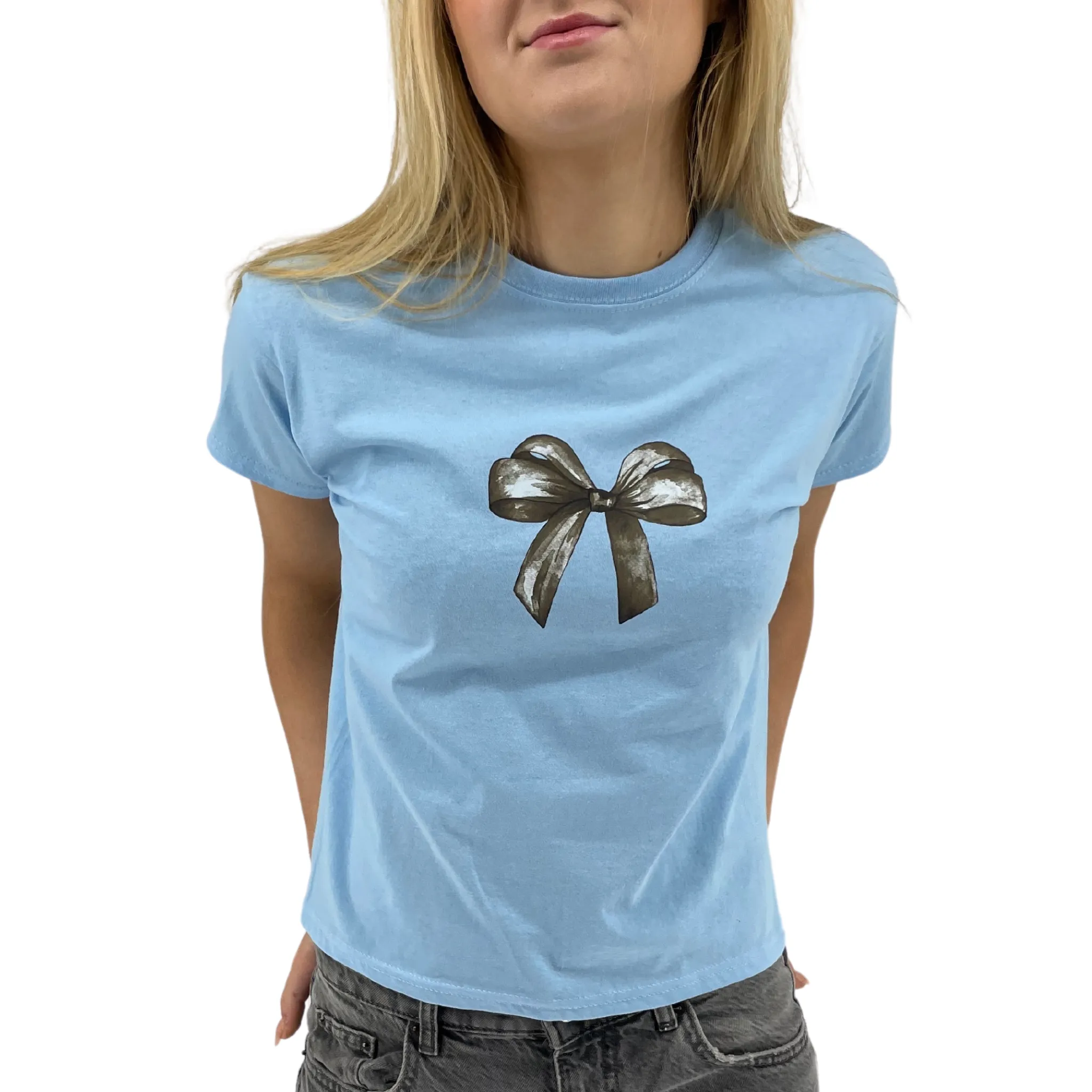 BOW (sort), BABY TEE - LYS BLÅ