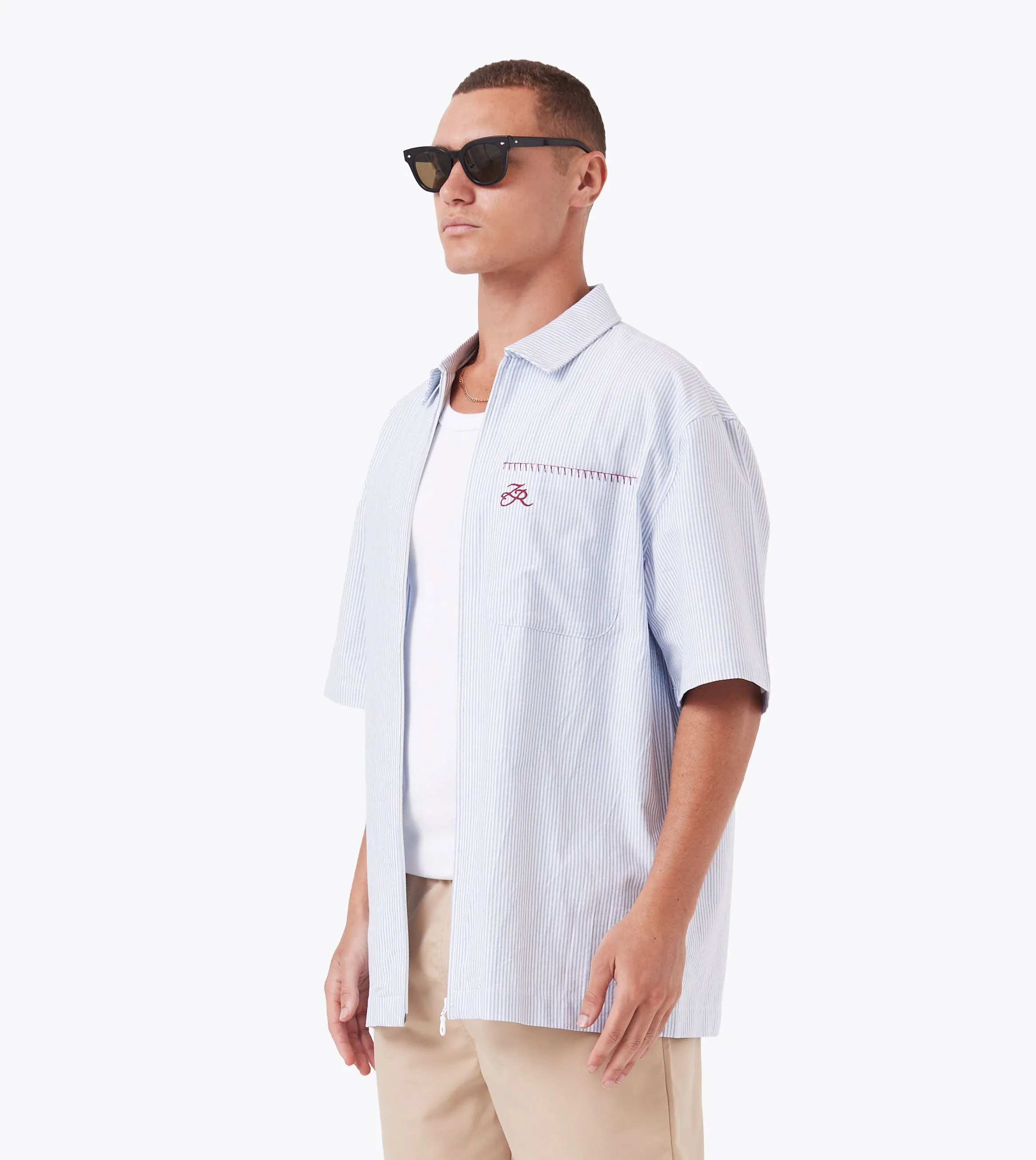Boxy SS Overshirt Blue Stripe