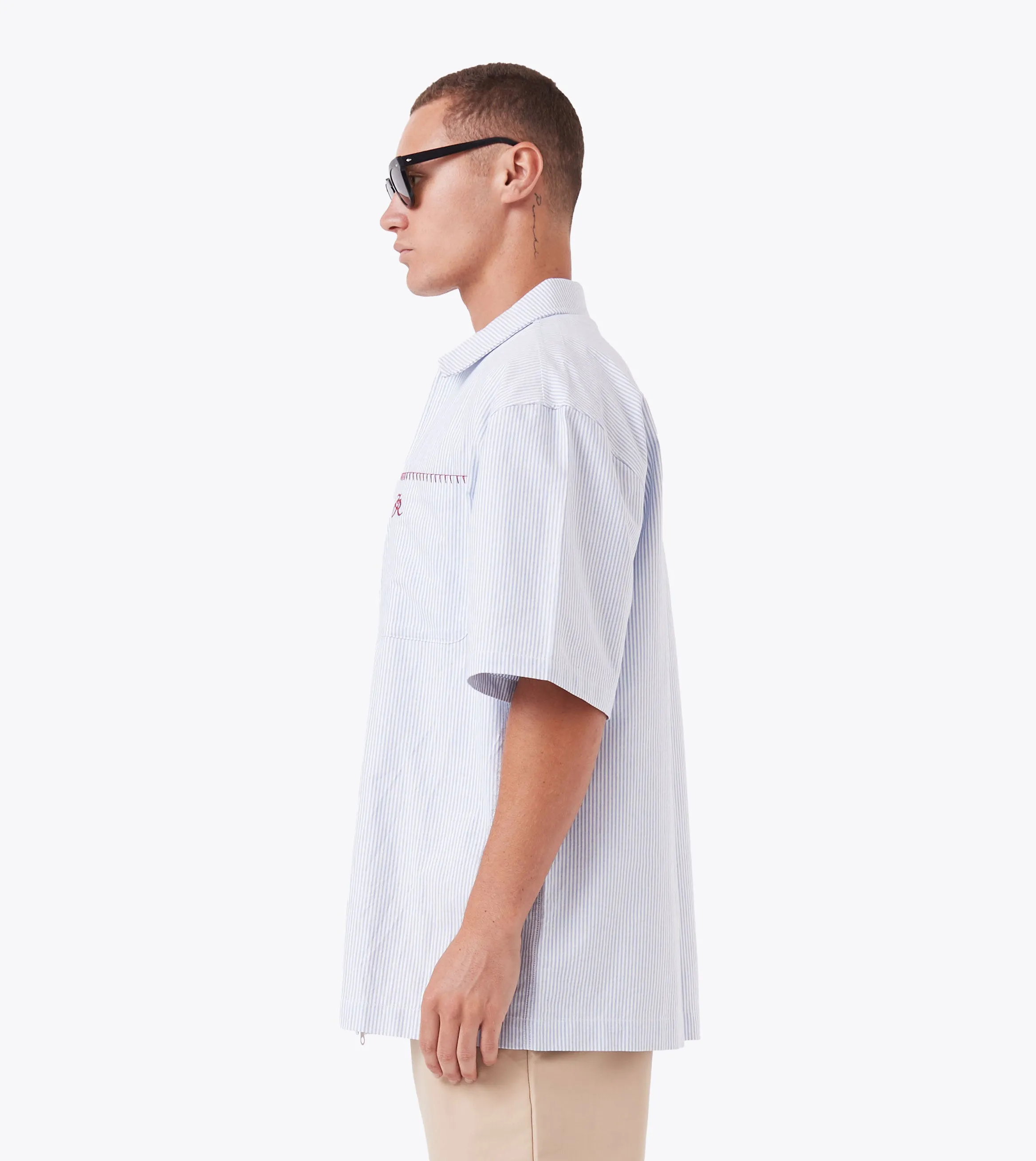 Boxy SS Overshirt Blue Stripe
