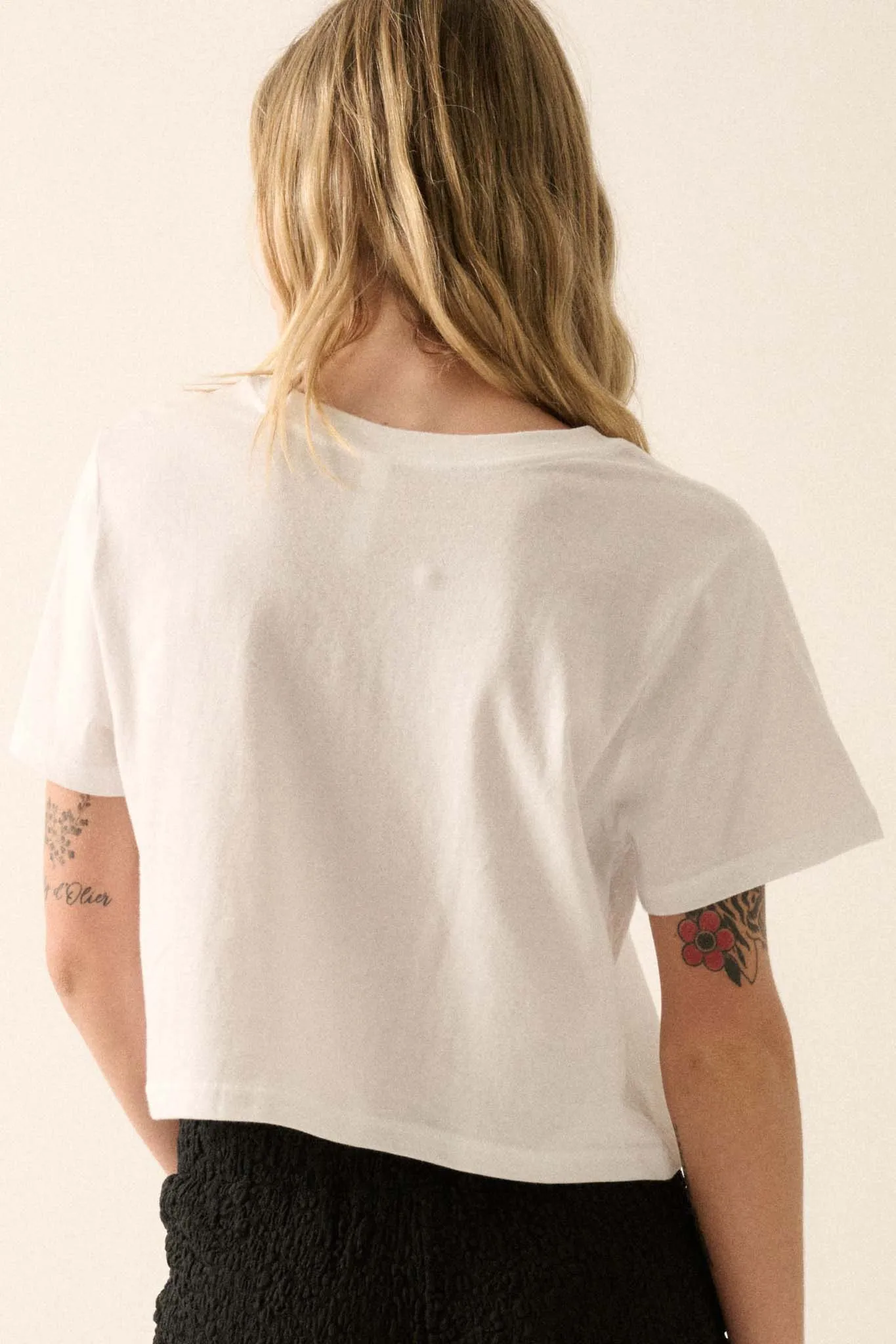 Bunches of Bows Garment-Wash Cropped Graphic Tee