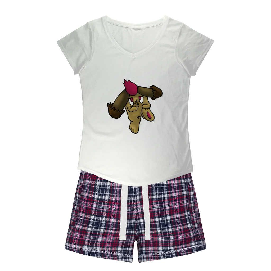 Bunyun Women's Sleepy Tee and Flannel Short