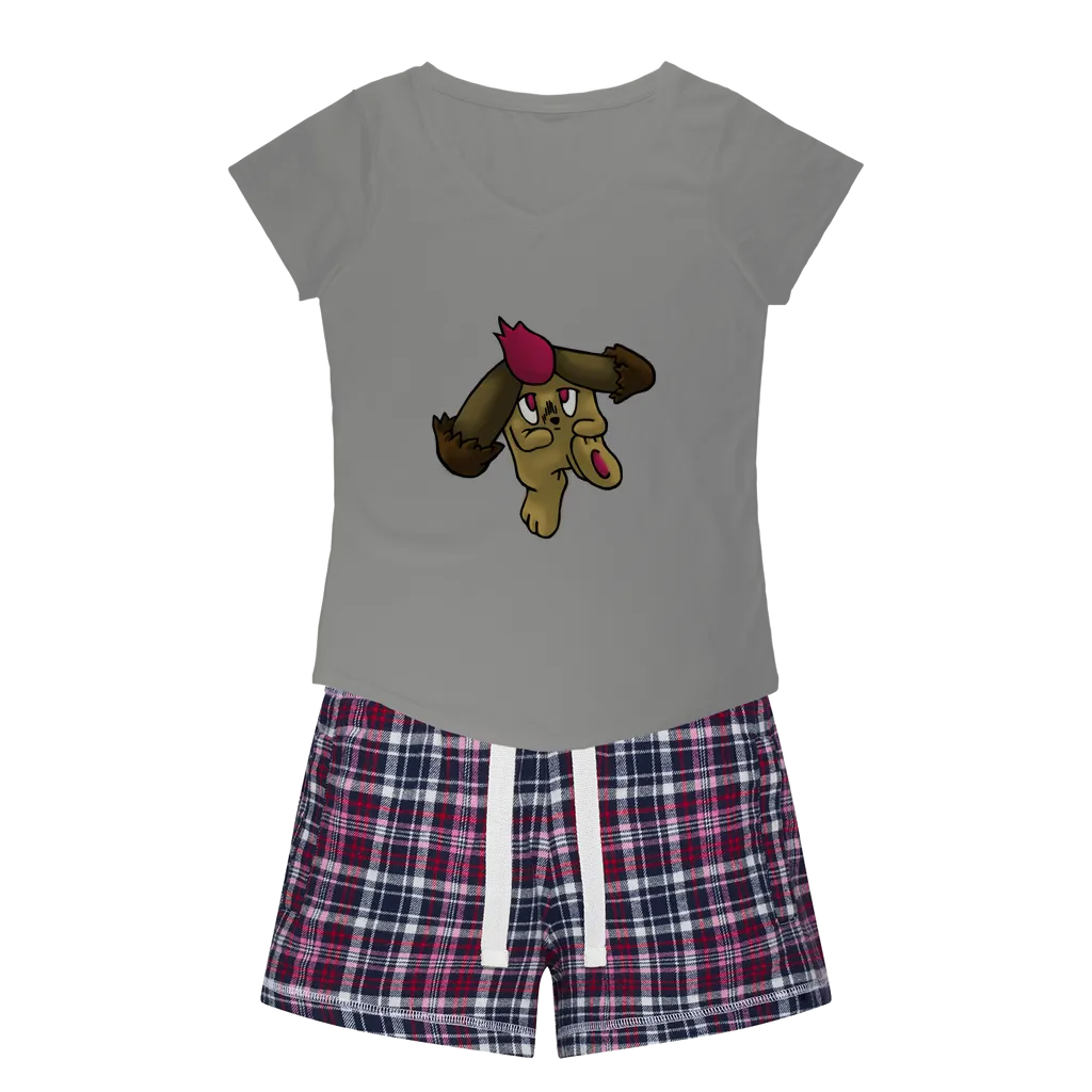 Bunyun Women's Sleepy Tee and Flannel Short