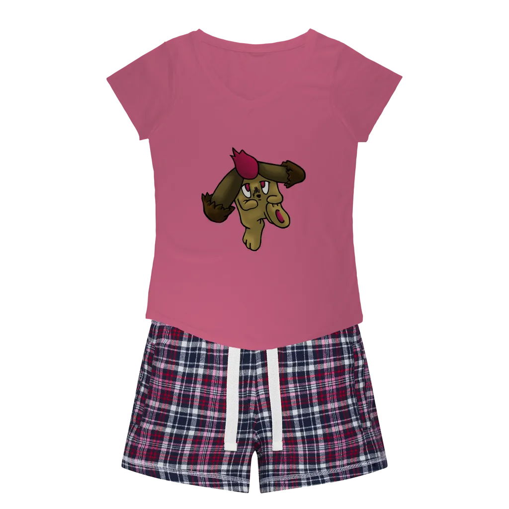 Bunyun Women's Sleepy Tee and Flannel Short