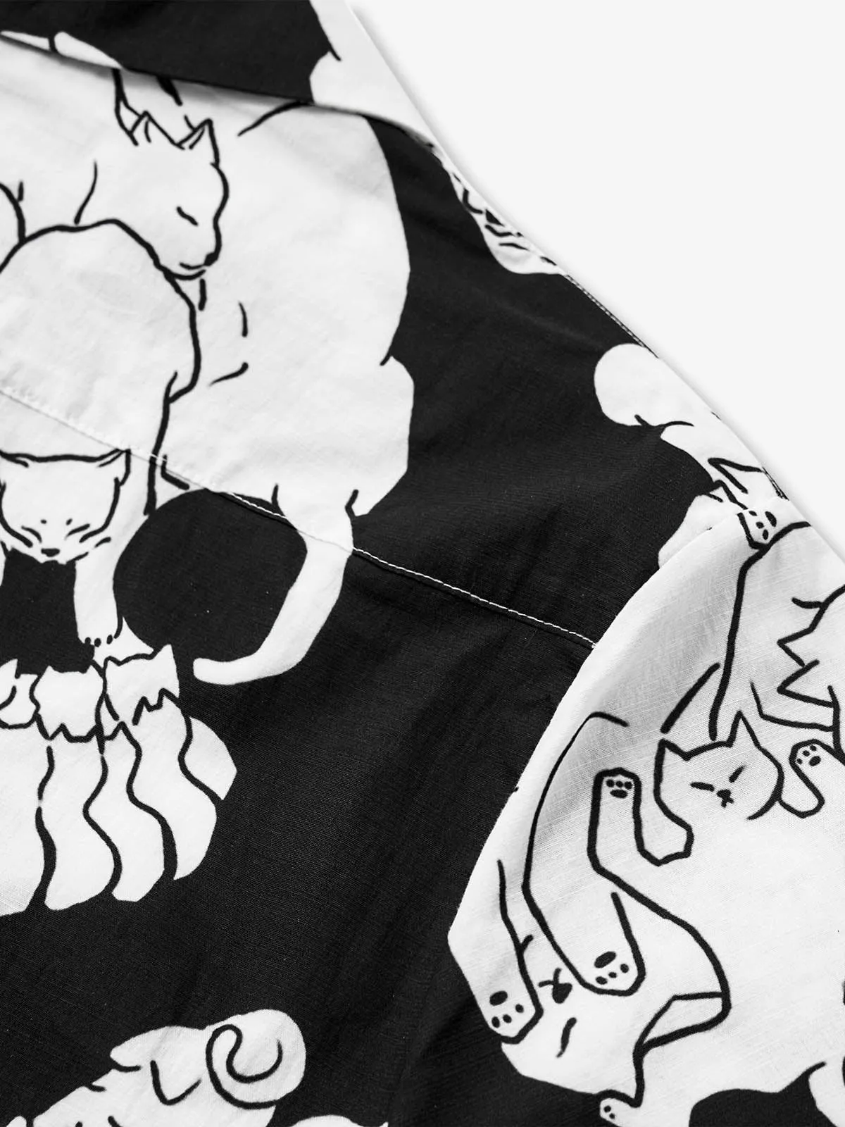 Cat & Skull Cotton Camp Shirt