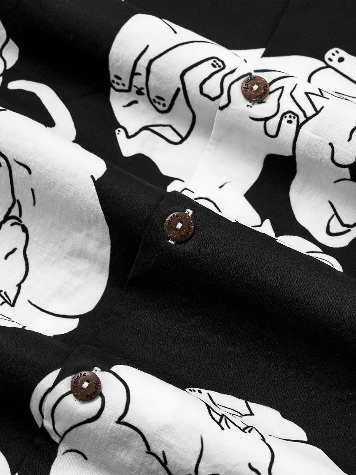 Cat & Skull Cotton Camp Shirt