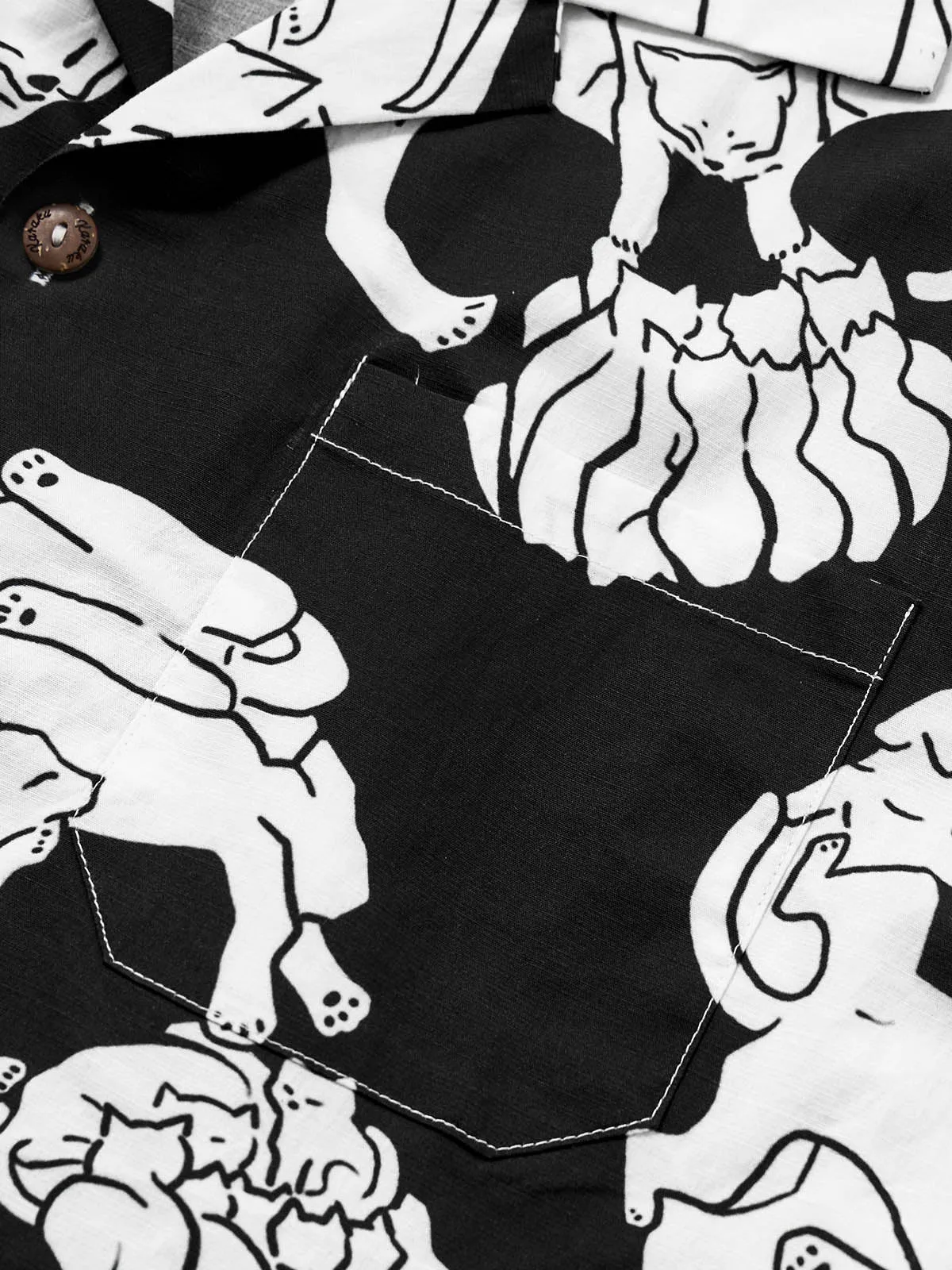 Cat & Skull Cotton Camp Shirt
