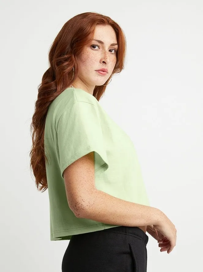 Champion Womens Heritage Cropped T-Shirt C Logo Mint To Be Green WL956 551260 AHEI