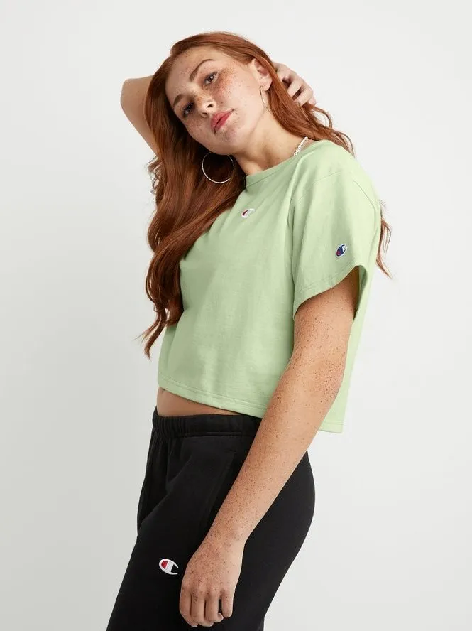 Champion Womens Heritage Cropped T-Shirt C Logo Mint To Be Green WL956 551260 AHEI