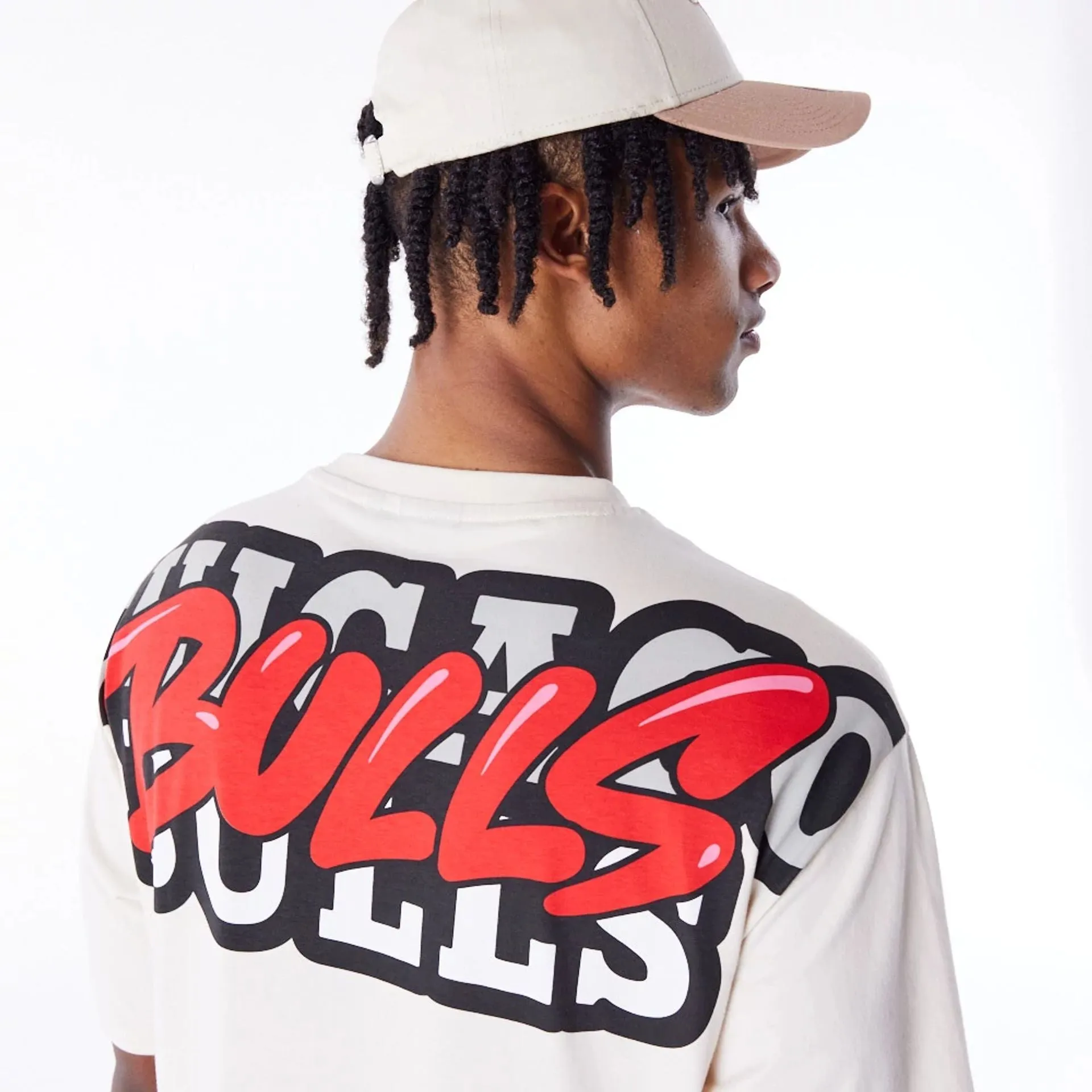 Chicago Bulls NBA Wordmark Stone Oversized T-Shirt