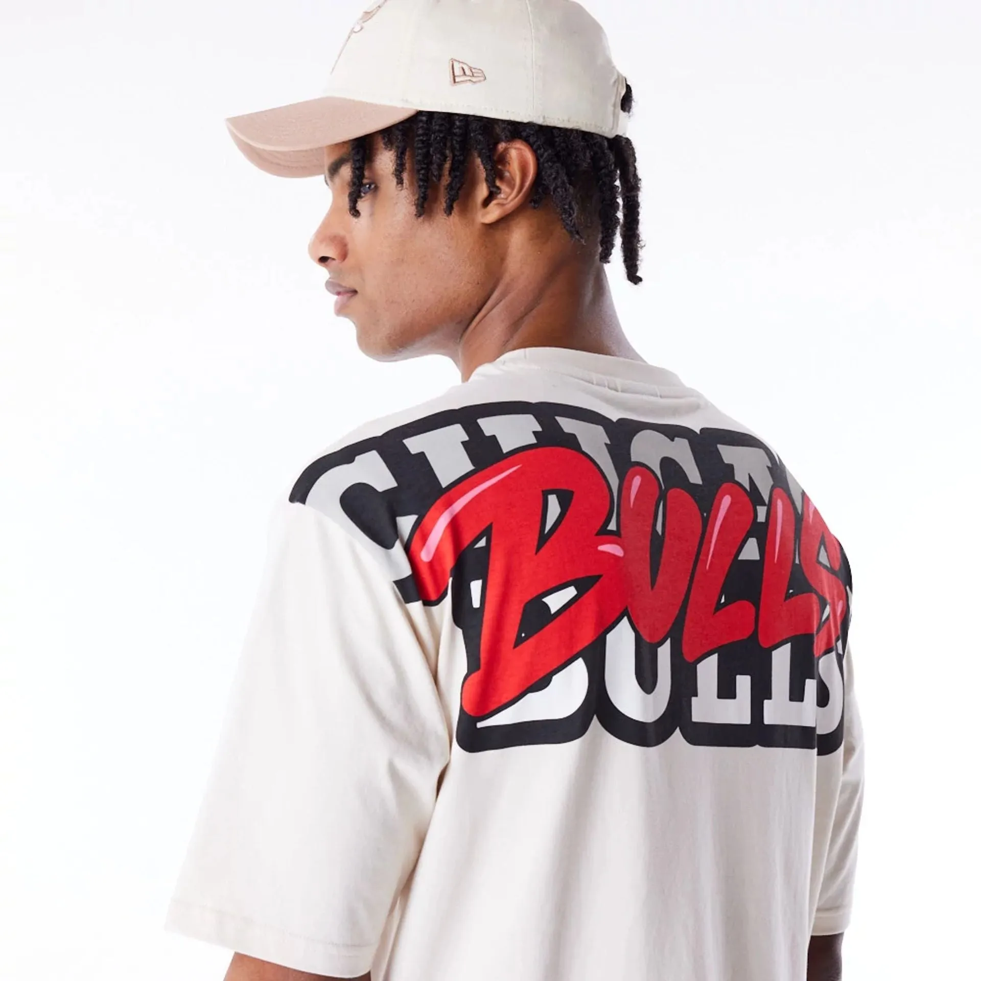 Chicago Bulls NBA Wordmark Stone Oversized T-Shirt