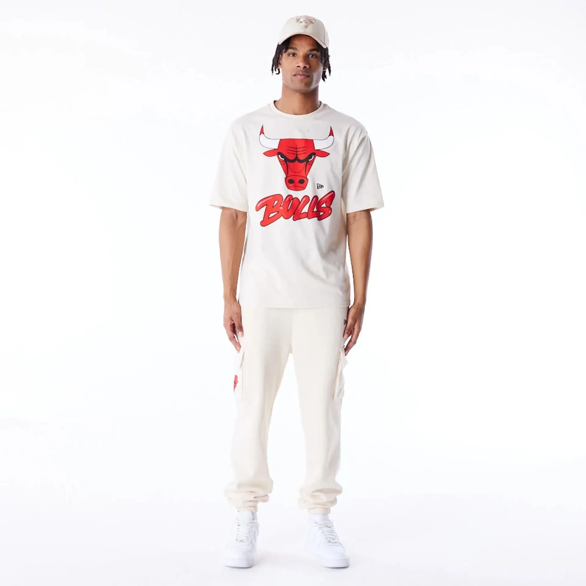 Chicago Bulls NBA Wordmark Stone Oversized T-Shirt