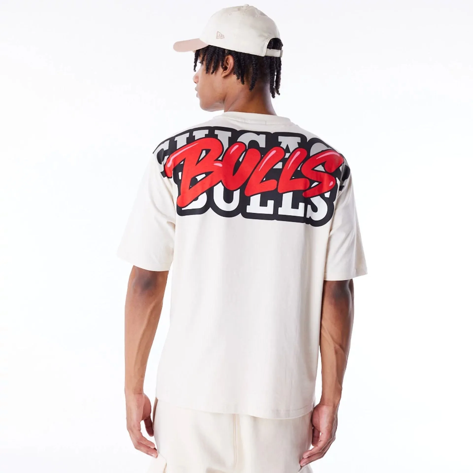 Chicago Bulls NBA Wordmark Stone Oversized T-Shirt