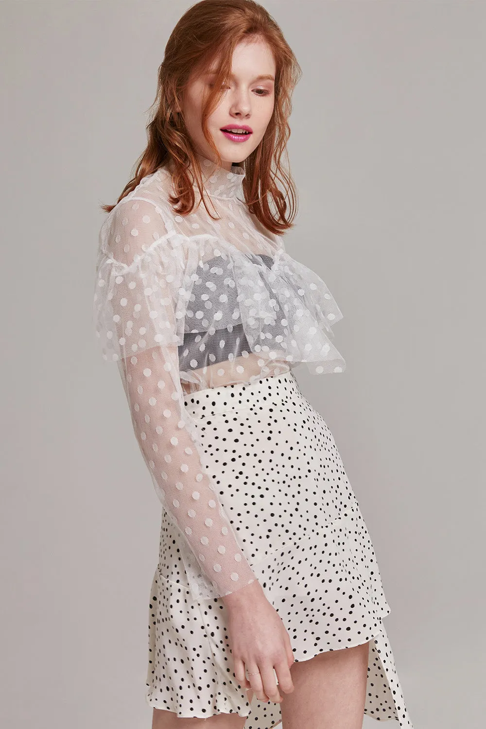 Claire Polka Dot Ruffle Top