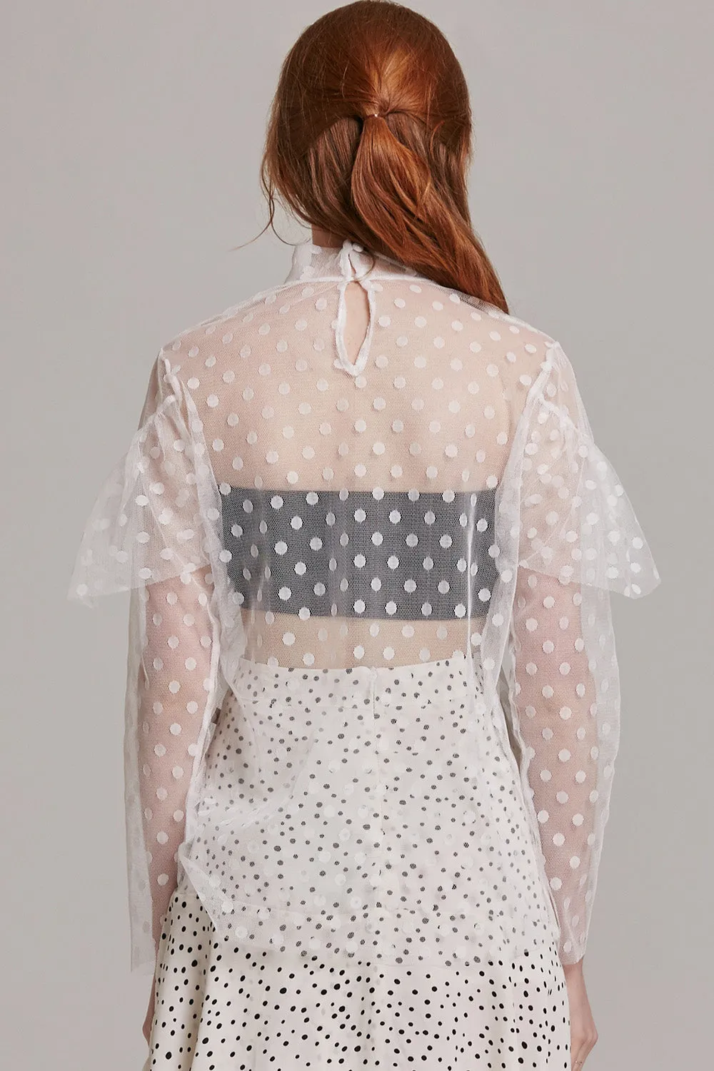 Claire Polka Dot Ruffle Top