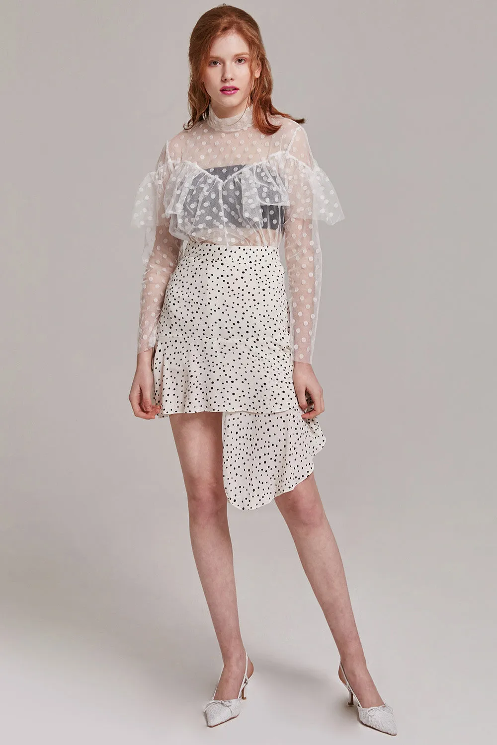 Claire Polka Dot Ruffle Top