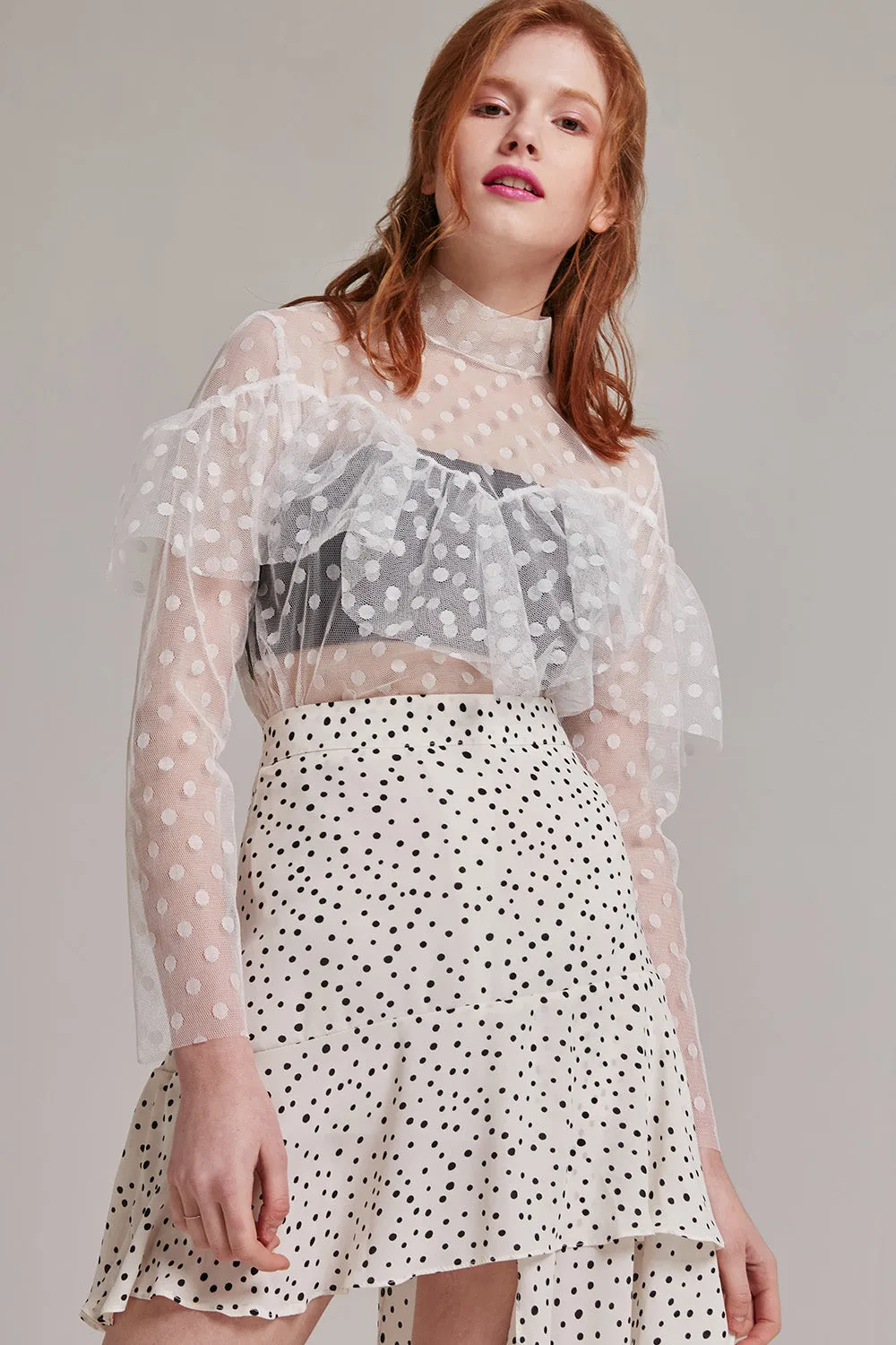 Claire Polka Dot Ruffle Top