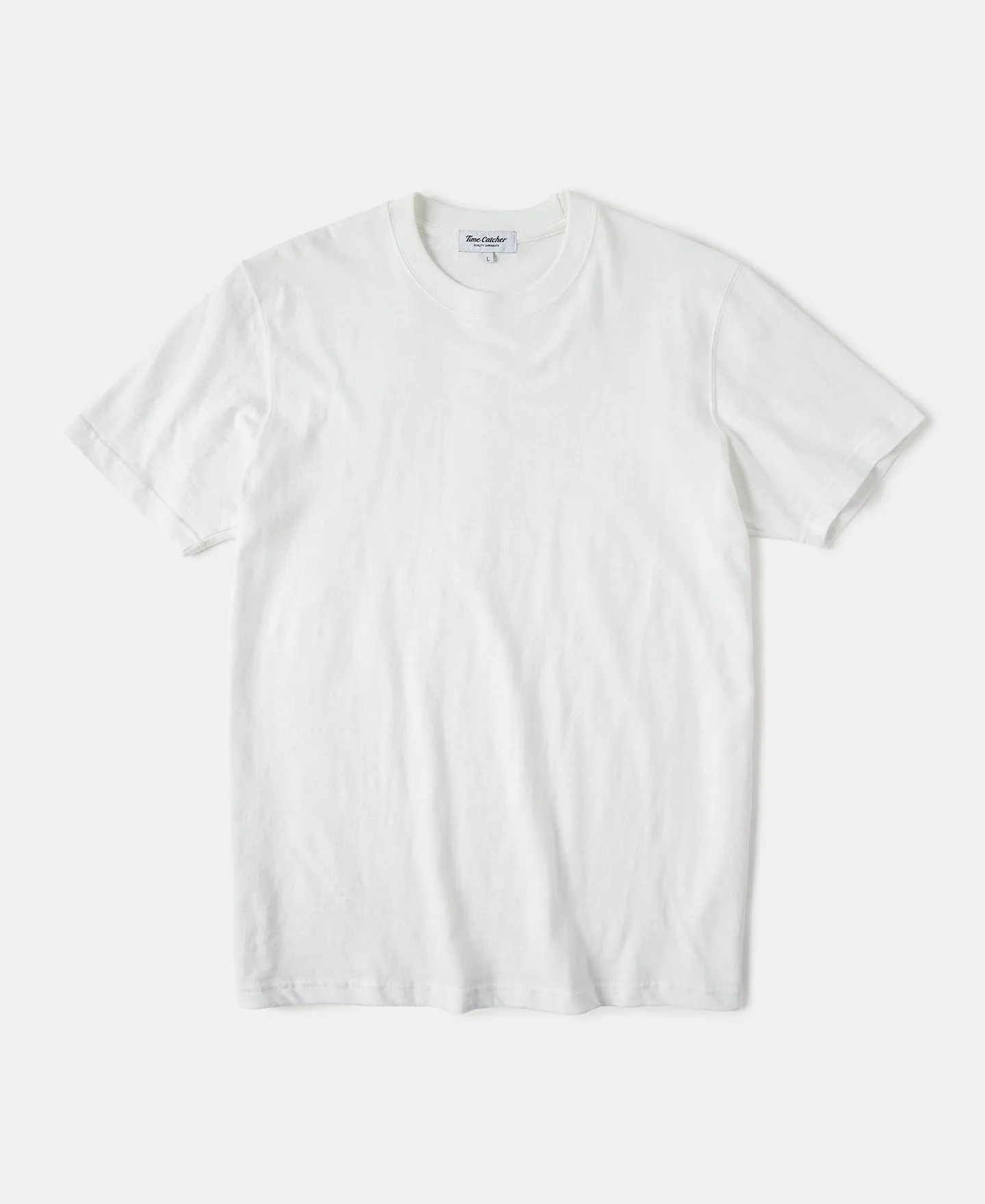 Classic Fit Loopwheel Slub Cotton T-Shirt - White
