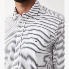 Collins Shirt - Stripe - White & Navy