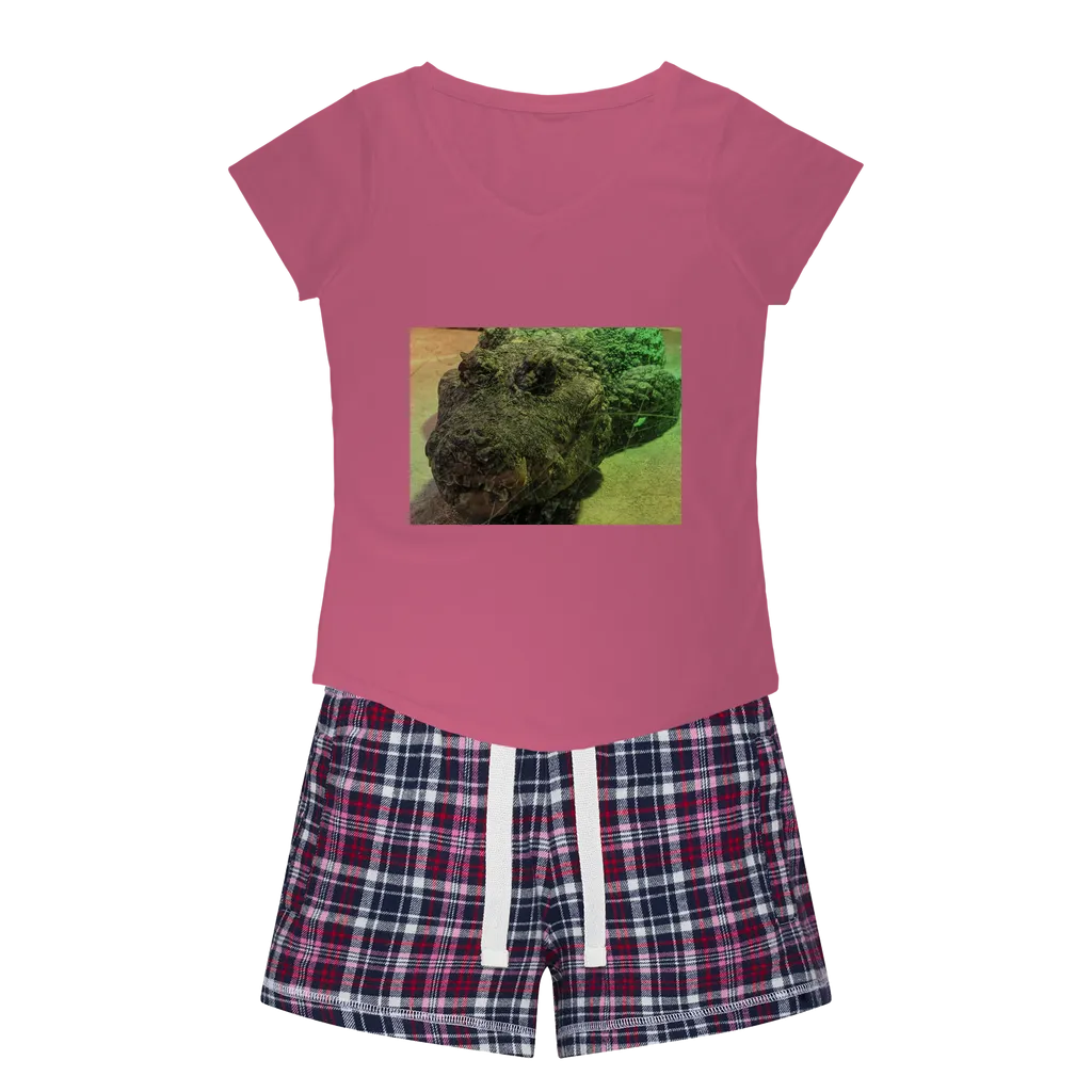 Crocodiles Women's Sleepy Tee and Flannel Short