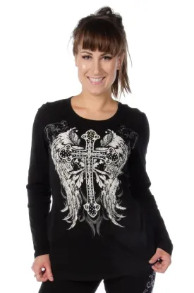Cross with Wings V Neck