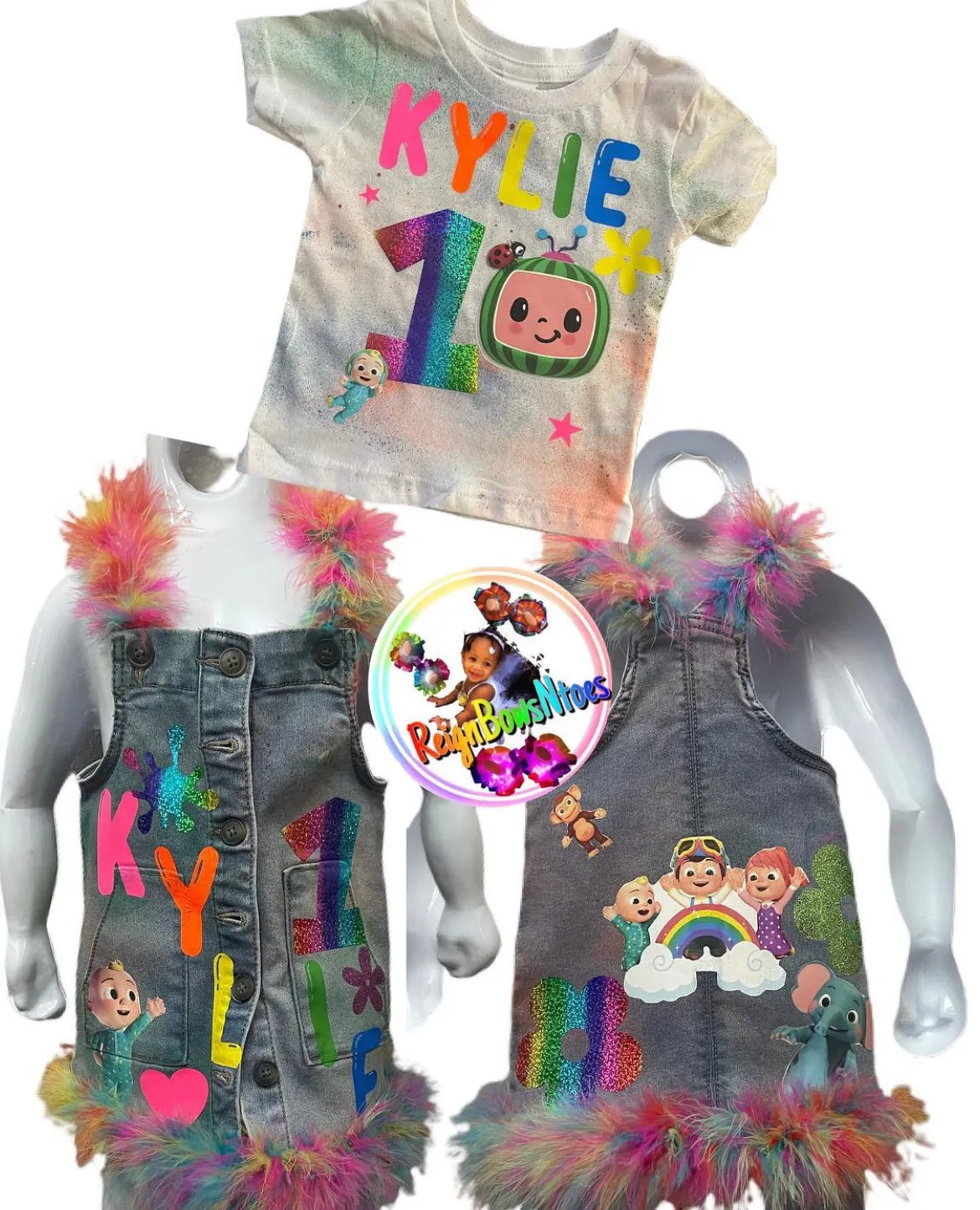 custom cocomelon denim dress set